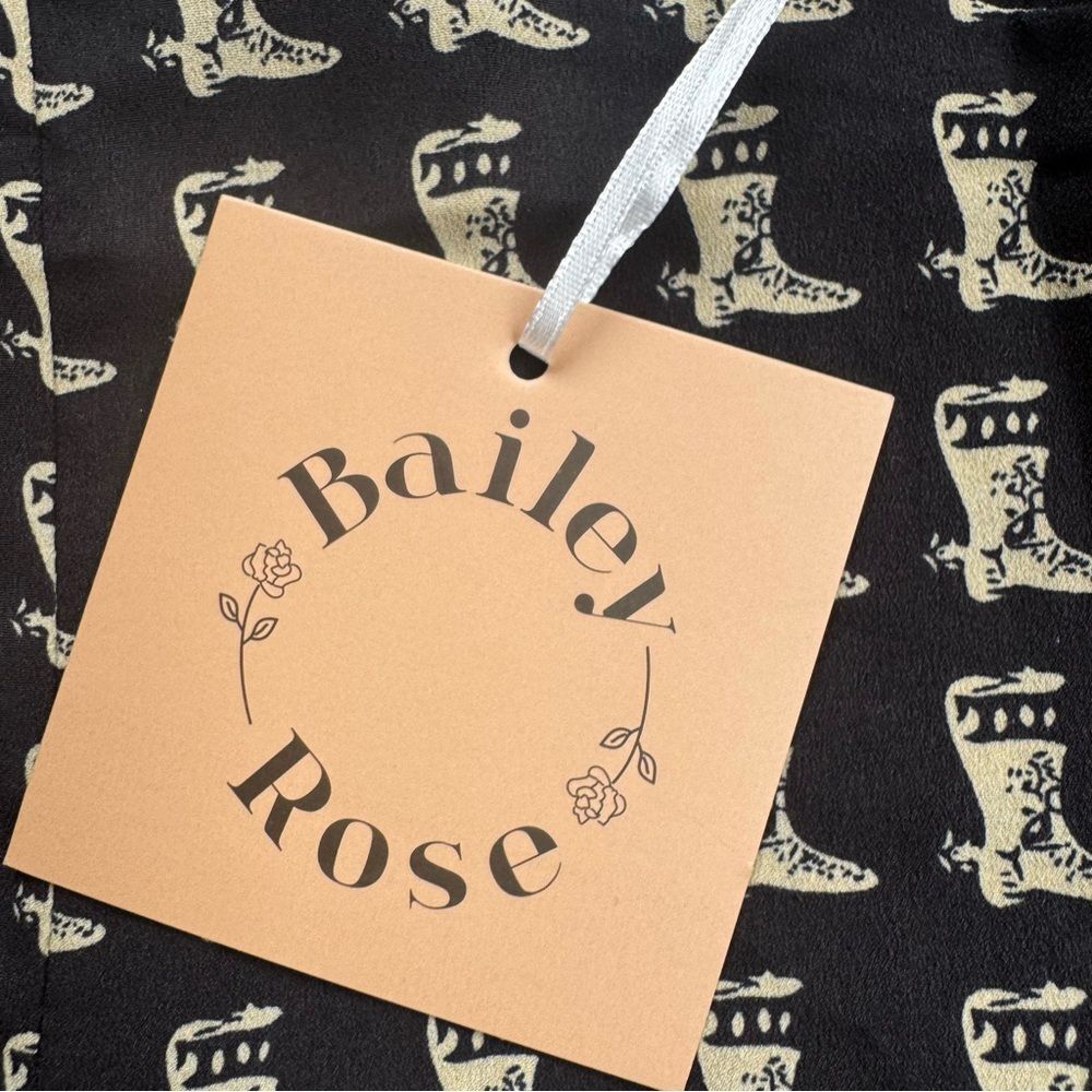 Bailey Rose NWT Cowgirl Black and Beige Cowboy Boot Print Dress Sz Large - Picture 14 of 16